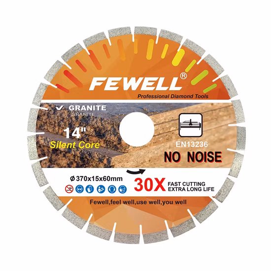 14inch 370*3.2*15*60 with 50mm Ring Silver Brazed Diamond Saw Blade for Sandwich Silent Wet Cutting Hard Granite